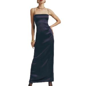 NEW Reformation Frankie Silk Slipdress in Navy SIZE 12#2320*